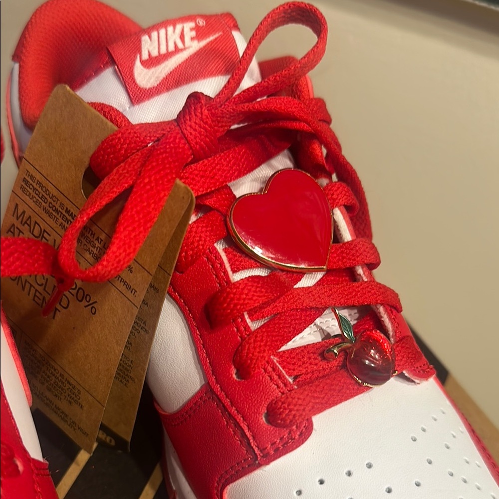Nike Red and White Sneakers with Decorative Charms “Love Edition” - Picture 4 of 7